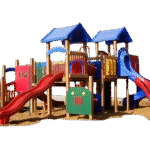 Parquinho colorido com escorregadores.